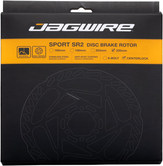 Jagwire Sport SR2 Disc Brake Rotor - 220mm, Center Lock, Includes Lockring, 2.0mm Thickness