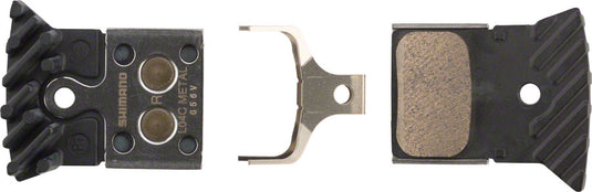 Shimano Metal Compound Disc Brake Pads with Finned Alloy Cooling Fins - High-Performance, Durable Bike Brake Components