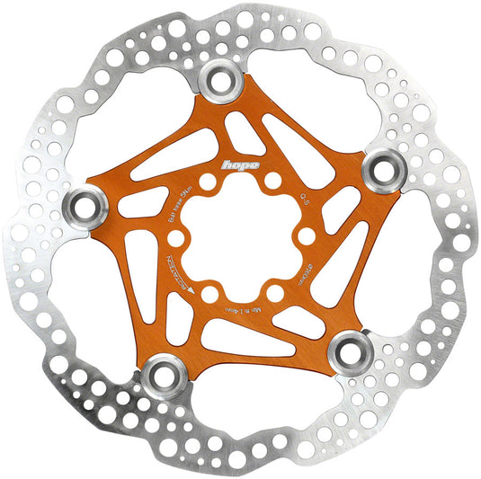 Pack of 2 Hope Floating Disc Brake Rotors, 160mm, 6-Bolt, Orange