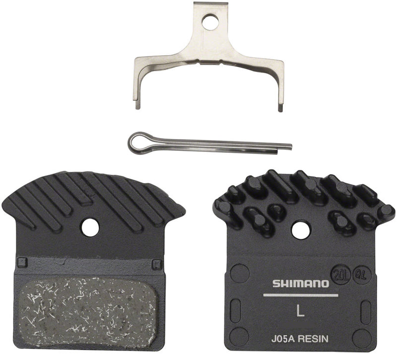 Load image into Gallery viewer, Shimano J05A-RF Disc Brake Pad and Spring - Resin Compound Finned Aluminum Back
