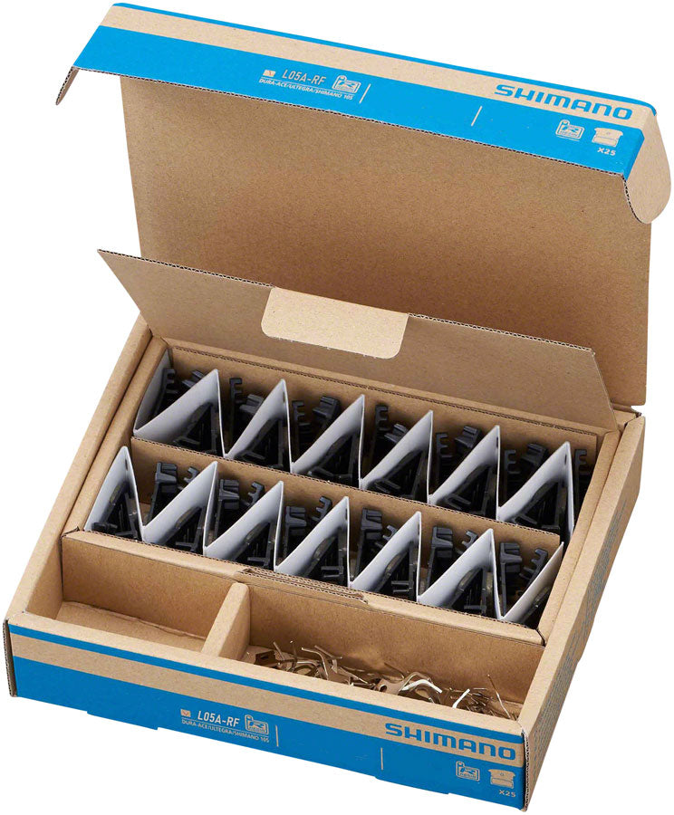 Load image into Gallery viewer, Shimano L05A-RF Resin Disc Brake Pads with Alloy Finned Back Plate Enhanced Durability &amp; Cooling, Pack of 25
