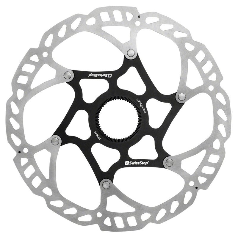 Load image into Gallery viewer, Pack of 2 SwissStop Catalyst Pro Disc Brake Rotor 203mm - Center-Lock, Silver/Black
