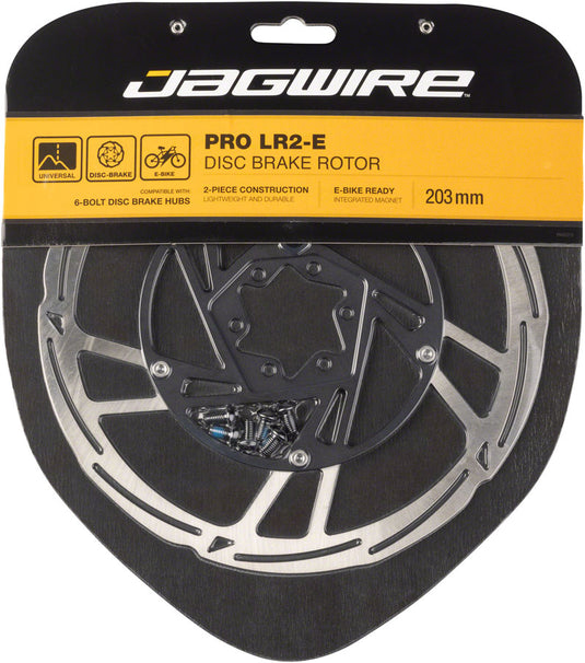 Jagwire 203mm Two-Piece Ebike & Bike Disc Brake Rotors with Magnet 6-Bolt Stainless Steel & Aluminum Construction