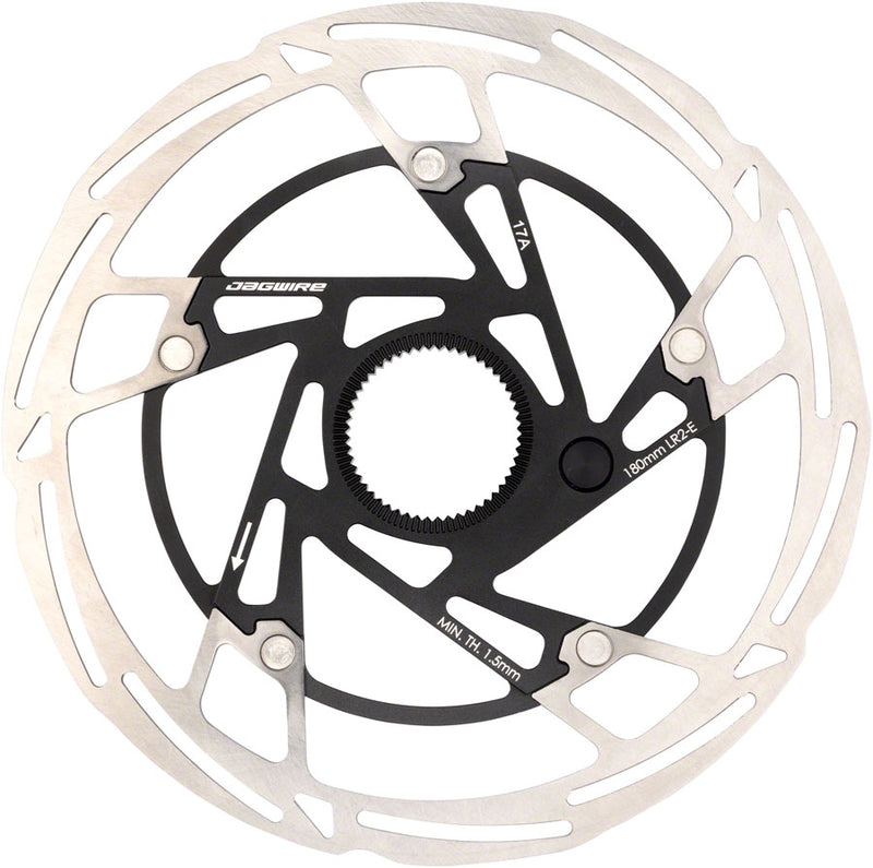 Load image into Gallery viewer, Jagwire Pro LR2-E Ebike Disc Brake Rotor w/ Magnet 180mm Center Lock Silver/Blk

