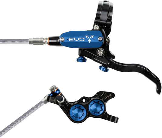 Hope EVO GR4 4-Piston Hydraulic Disc Brake Set - Left & Right Post Mount, Black/Blue