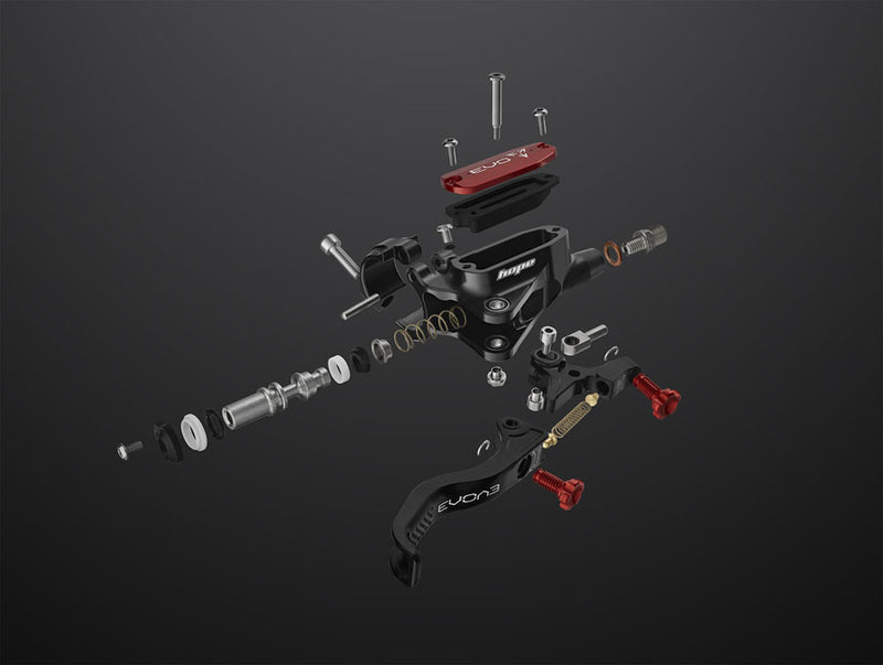 Load image into Gallery viewer, Hope EVO GR4 Disc Brake and Lever Set - Left Hand, Post Mount, 4-Piston, Braided Hydraulic Hose, Black/Purple
