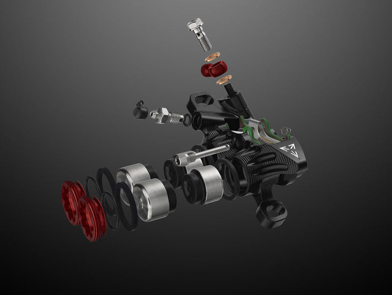 Load image into Gallery viewer, Hope EVO GR4 Disc Brake and Lever Set - Right Hand, Post Mount, 4-Piston, Braided Hydraulic Hose, Black/Smoke
