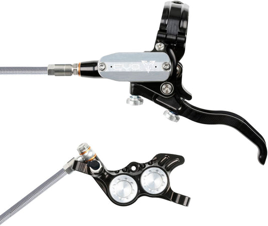 Hope EVO GR4 4-Piston Hydraulic Disc Brake Set - Right & Left Post Mount, Heavy-Duty Performance, Black/Silver