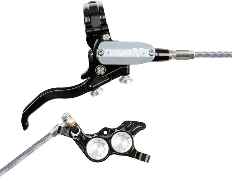 Load image into Gallery viewer, Hope EVO GR4 4-Piston Hydraulic Disc Brake Set - Right &amp; Left Post Mount, Heavy-Duty Performance, Black/Silver
