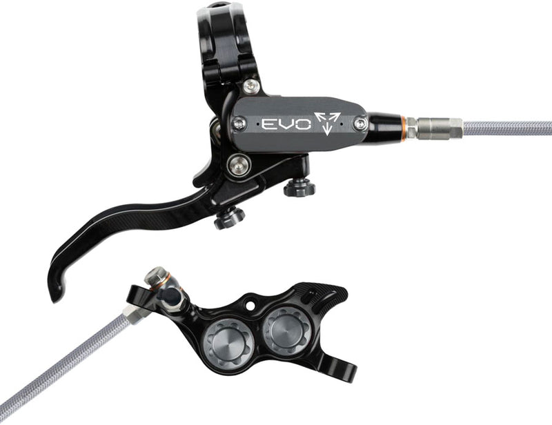 Load image into Gallery viewer, Hope EVO TR4 Disc Brake and Lever Set - Right Hand, Post Mount, 4-Piston, Braided Hydraulic Hose, Black/Smoke
