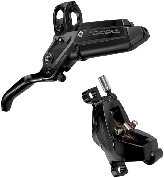 SRAM Code Silver Stealth Hydraulic Disc Brake Front & Rear Post Mount 4-Piston Set - Black, Aluminum Lever, E-MTB & Trail Performance