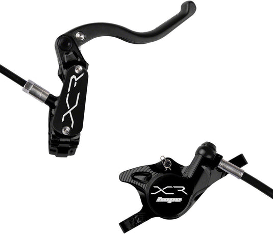 Hope XCR Pro X2 Hydraulic Disc Brake Set Front & Rear, Lightweight Carbon & Titanium, Post Mount, Black