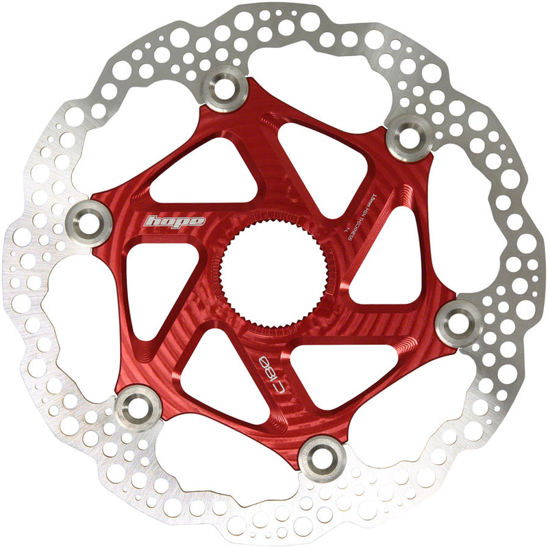 Load image into Gallery viewer, Hope MTB Floating 180mm Center-Lock Disc Brake Rotors - Stainless Steel, Lightweight, High-Performance, Red (Pair)
