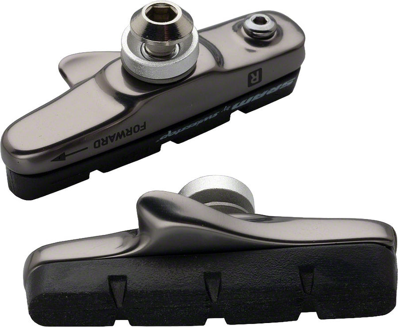 Load image into Gallery viewer, SRAM Red/Force/Rival 2010 Dark Silver Brake Shoe &amp; Pads Bundle High-Performance Caliper Compatible, Black Cartridge Pads
