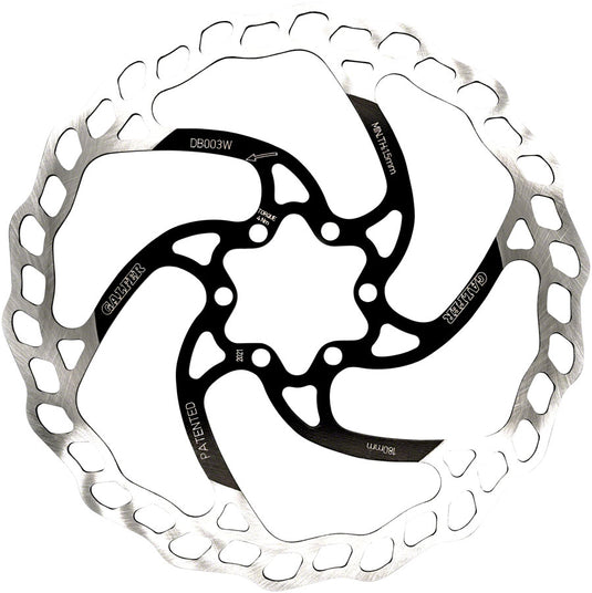 Galfer MTB Disc Brake Rotor 180mm 6-Bolt Black/Silver High Carbon Stainless Steel Wave Design