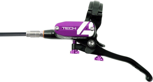 Hope Tech 4 E4 Disc Brake and Lever Set - Rear, Hydraulic, Post Mount, Purple