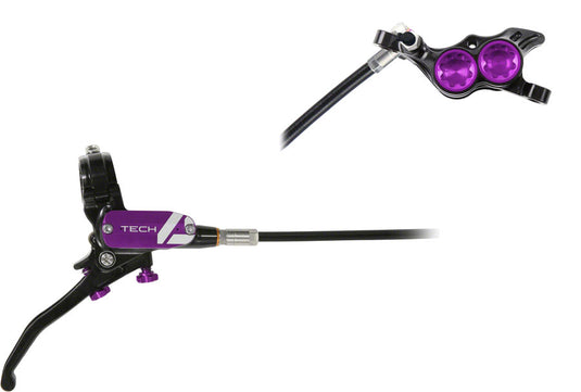 Hope Tech 4 E4 Hydraulic Disc Brake Set - Front & Rear, Purple, Enduro & Trail Performance