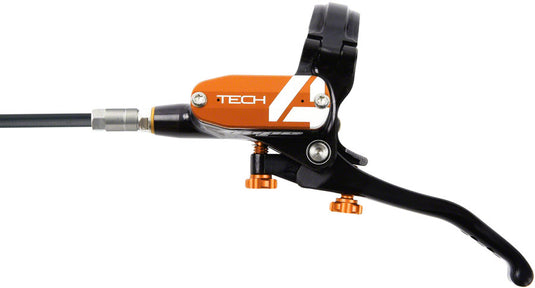 Hope Tech 4 V4 Disc Brake and Lever Set - Rear, Hydraulic, Post Mount, Orange