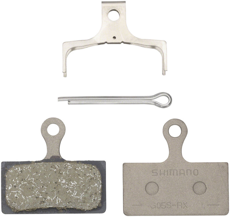 Load image into Gallery viewer, Shimano G05S-RX Resin Disc Brake Pads with Stainless Steel Back &amp; Spring - Durable, Wear-Resistant, for Mountain &amp; Road Bikes
