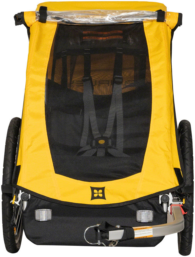 Load image into Gallery viewer, Burley Bee Child Bicycle Trailer - Single, Yellow w/ hitch, tow arm and flag
