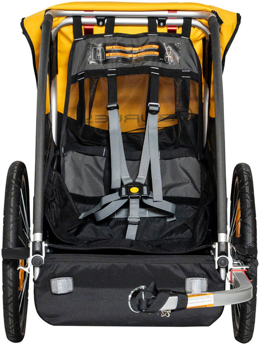 Burley Bee Child Bicycle Trailer - Single, Yellow w/ hitch, tow arm and flag