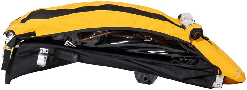 Load image into Gallery viewer, Burley Bee Child Bicycle Trailer - Single, Yellow w/ hitch, tow arm and flag
