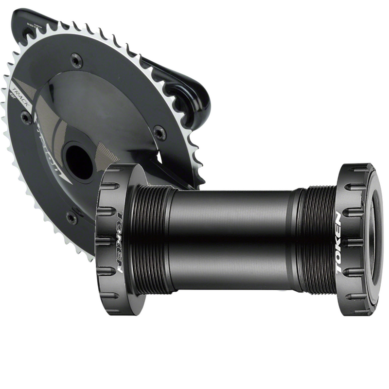 Load image into Gallery viewer, Token BB386BSA Carbon Steel Threaded Bottom Bracket &amp; Vision Track 165mm Single Speed Crankset 386 EVO

