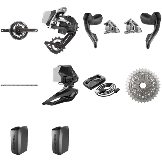 SRAM RED eTap AXS Cycling Components Bundle Crankset, Derailleurs, Hydraulic Brake, XG-1290 Cassette, Chains & Batteries
