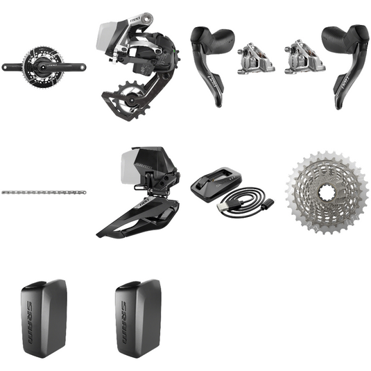 SRAM Red AXS 12-Speed Components Bundle - Carbon Crankset, Electronic Derailleurs, Hydraulic Disc Brake, XDR Cassette & Batteries