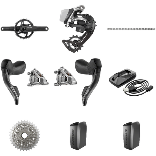 SRAM Red AXS 12-Speed Carbon Gravel & Road Bike Components Bundle Crankset, Rear Derailleur, Brakes, Cassette, Chain, Batteries & Charger