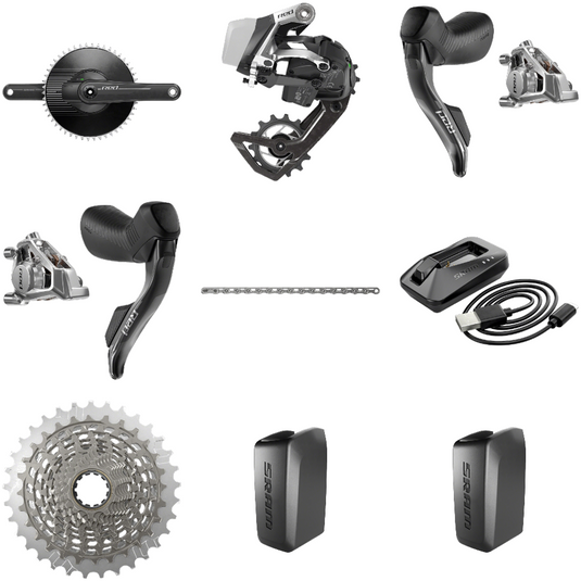 SRAM Red AXS Wireless 12-Speed Bike Components Bundle Crankset, Power Meter, Derailleur, Brakes, Cassette & Batteries
