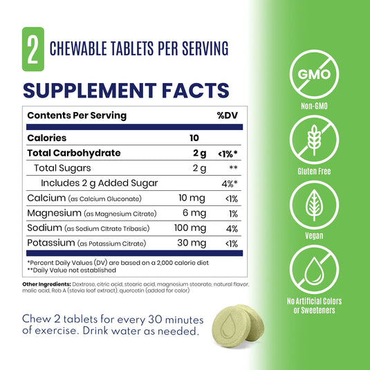 SaltStick Fastchews Chewable Electrolyte Tablets - Bottle of 30, Lemon Lime