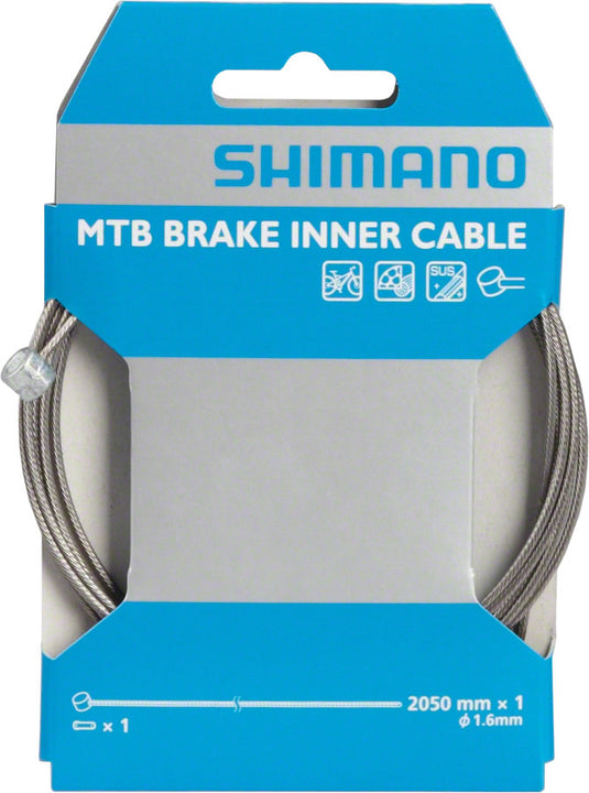 Shimano Stainless Mountain Brake Cable 1.6 x 2050mm Includes Cable End