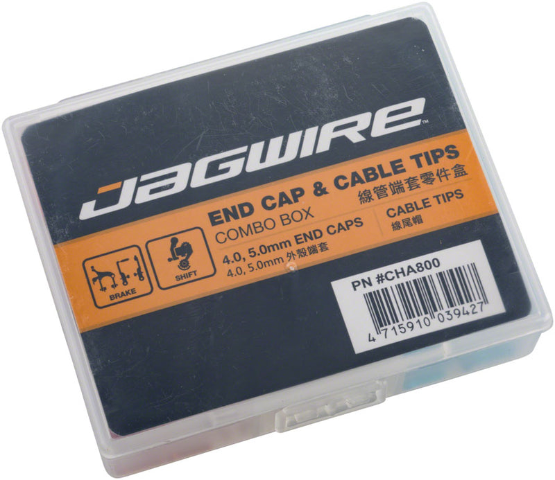 Load image into Gallery viewer, Jagwire Housing End Cap Combo Kit Red Silver Blue Alloy 5mm, 4mm Caps Cable Tips
