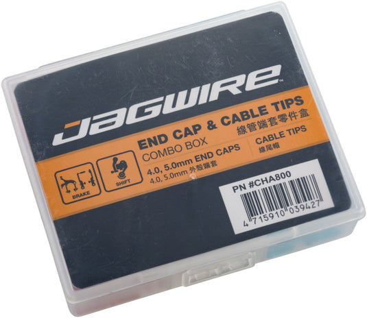 Jagwire Housing End Cap Combo Kit Red Silver Blue Alloy 5mm, 4mm Caps Cable Tips
