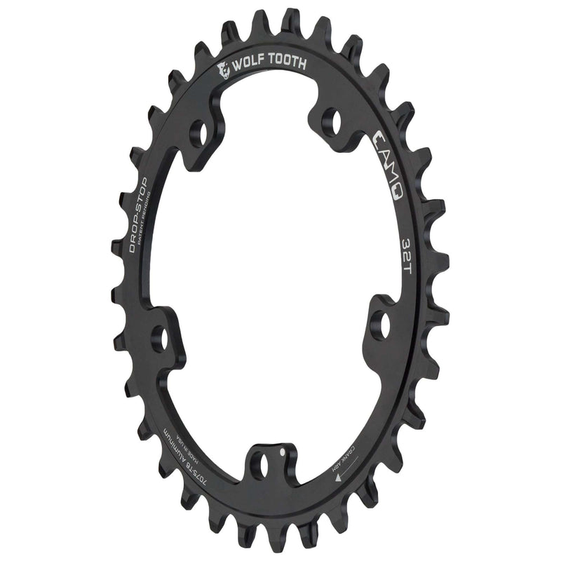 Load image into Gallery viewer, Wolf Tooth CAMO Drop-Stop 34t Chainring - 7075-T6 Aluminum, Asymmetrical Wear-Resistant, Mud Clearance, Compatible with 9-12 Speed, Black
