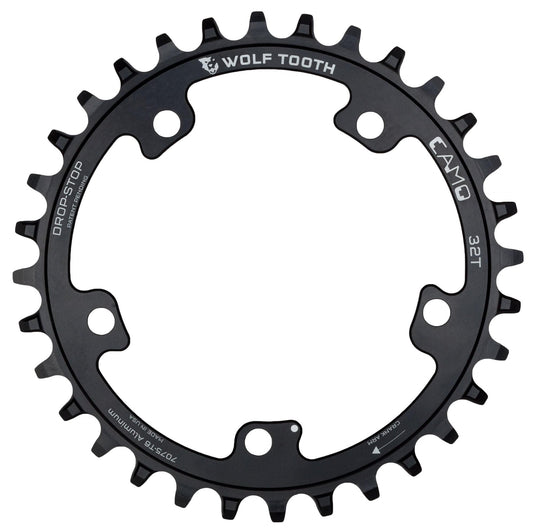 Wolf Tooth Drop Stop Chainring 34t CAMO Mount 9/10/11/12-Speed Aluminum Black