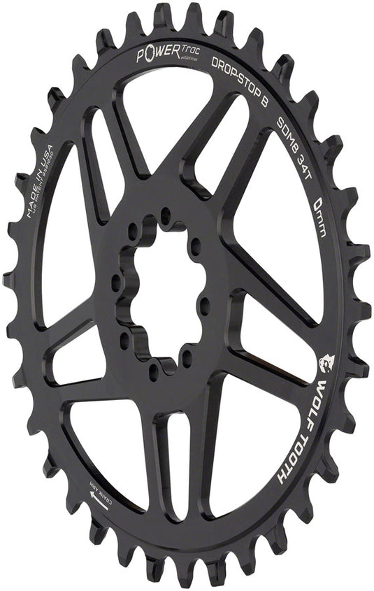 Wolf Tooth Elliptical Direct Mount Chainring - 34t, SRAM Direct Mount, Drop-Stop B, For SRAM 8-Bolt Cranksets, 0mm
