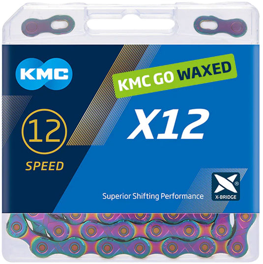 KMC X12 Waxed Chain - 12-Speed, 126 Links, Aurora Blue
