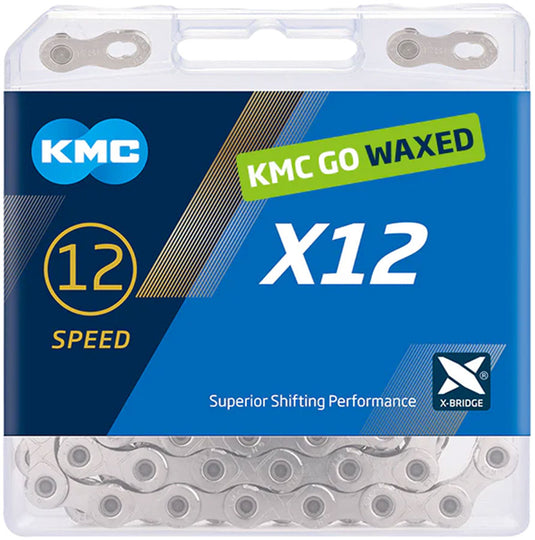 KMC X12 Waxed Chain - 12-Speed, 126 Links, Silver