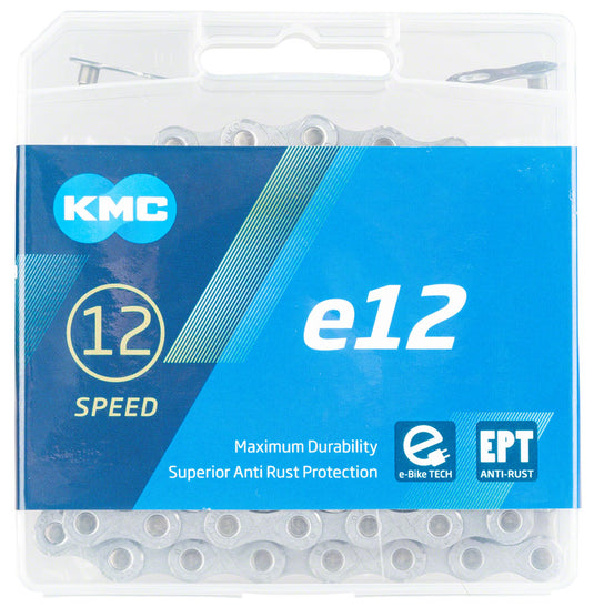 KMC e12 EPT Chain 12-Speed 136 Links Silver Steel Designed For E-Bikes