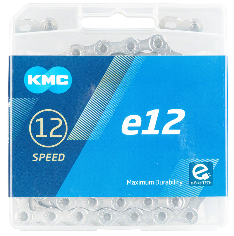 Load image into Gallery viewer, KMC e12 Chain 12-Speed 136 Links Silver Steel Designed For E-Bikes
