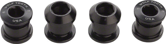 Wolf Tooth 7075-T6 Aluminum Black Chainring Bolt Set - 6mm Dual Hex for 1x Drop-Stop Compatibility, Lightweight and Durable Bike Part
