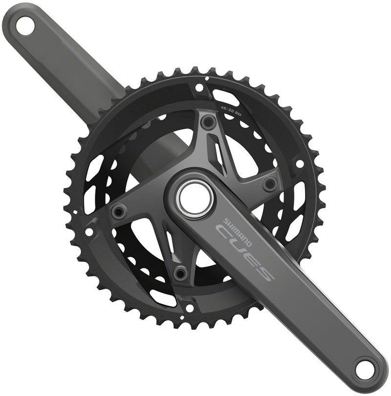 Load image into Gallery viewer, Shimano CUES FC-U6010-2 Crankset - 170mm, 11-Speed, 46/32t, Asymmetric 110 BCD, Hollowtech II, Black
