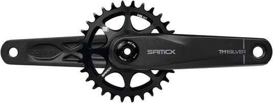 Samox Silver TM-1 Crankset - 165mm, 3-Bolt Direct Mount 30t Chainring, 24mm Chromoly Spindle, Black