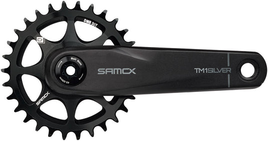 Samox Silver TM-1 Crankset - 165mm, 3-Bolt Direct Mount 30t Chainring, 24mm Chromoly Spindle, Black