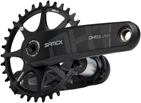 Samox Silver DH-1 Crankset - 155mm, 3-Bolt Direct Mount 34t Chainring, 28.99mm Aluminum Spindle, Black