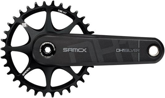 Samox Silver DH-1 Crankset - 155mm, 3-Bolt Direct Mount 34t Chainring, 28.99mm (DUB Type) Spindle, Black