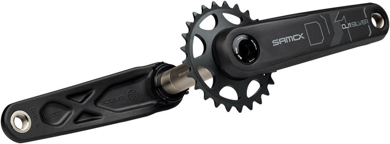 Load image into Gallery viewer, Samox Silver DJ-1 Crankset - 155mm, 3-Bolt Direct Mount 25t Chainring, 24mm Chromoly Spindle, Black
