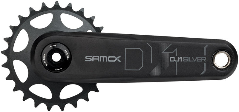 Load image into Gallery viewer, Samox Silver DJ-1 Crankset - 160mm, 3-Bolt Direct Mount 25t Chainring, 24mm Chromoly Spindle, Black
